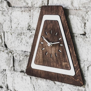 Triangle Wooden Wall Clock, Modern Farmhouse Decor, Baltic Birch