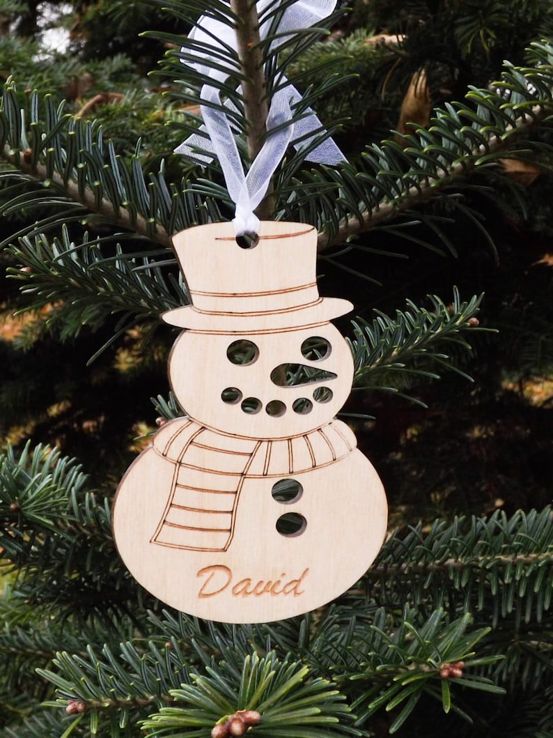 Personalized Snowman Christmas Ornament Wood Christmas Etsy
