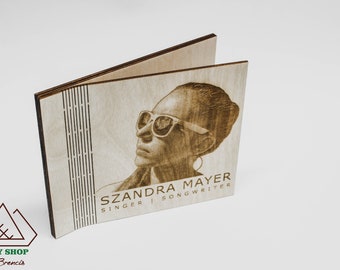 Personalized Wood CD DVD Case, Engraved Photo, Wedding Gift