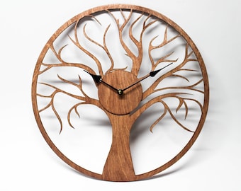 Wood clock 15.7"/ Lasercut decor / Gift for women / Vintage wall clock / Gifts for her / Modern wall clock /Unique wall clocks /Tree of life