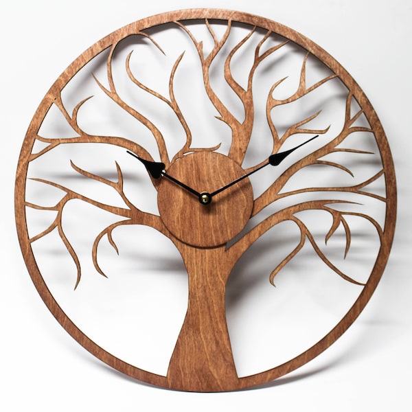 Wood clock 15.7"/ Lasercut decor / Gift for women / Vintage wall clock / Gifts for her / Modern wall clock /Unique wall clocks /Tree of life