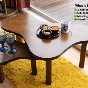 Close up detail of handcrafted birch plywood coffee table edge and wood grain