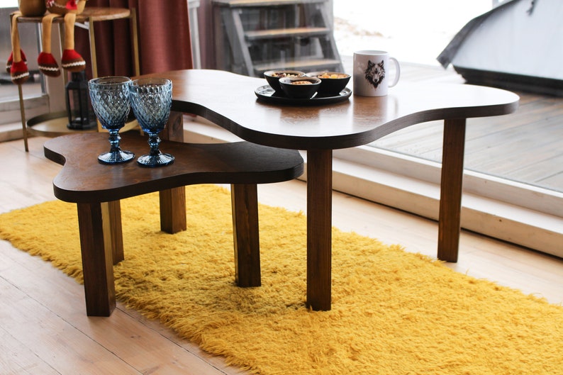 Modern coffee table, Unique coffee table, Oval coffee table, Coffee table for living room, Solid Wood Coffee Table Modern Scandinavian Style zdjęcie 4