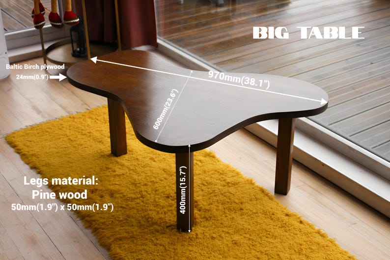 Handmade birch plywood nesting coffee tables set of two different heights