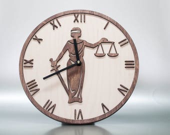 Wooden clock 11.8" / Lawyer gift / Lawyer gift for man / Wood wall clock / Boss lady / Modern wall clock / Laser cut / Unique wall clocks