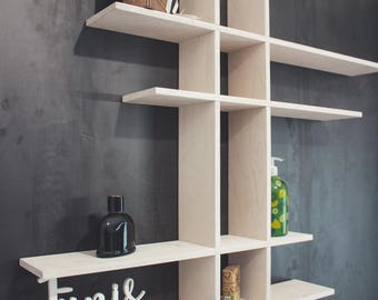 Wood Display Shelf 41&quot;x 31&quot;/ Wall Hanging plant shelf / Square - Rectangular floating wall shelf /Crystals shelf /Geometrical wall art