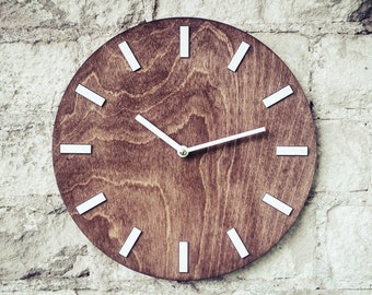 Wooden clock 11.8"/ Rustic wood clock / Wood slice art / Mantle clock / Retro wall clock / Modern wall clocks / farmhouse wall clock