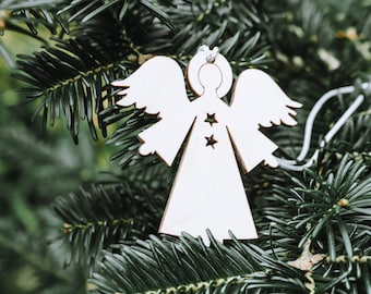 Engel aus Birkenholz, Weihnachtsbaumschmuck (50 Stück)