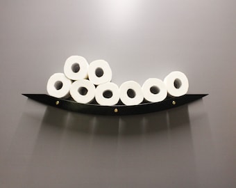 Porte-papier hygiénique en bouleau de la Baltique - Étagère de salle de bain moderne, 10 rouleaux