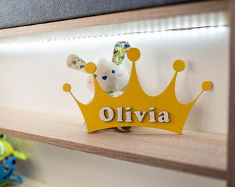 Personalized crown / Baby nursery / Baby shower / Kids room decor / Baby name cutout / Kids Christmas gift / Girl room sign / Wood letter