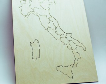 Italy Map Puzzle, Wooden puzzle, Educational Wood Puzzle, Gift for childrens, Gift for kids, Custom puzzle, Puzzles for kids, wood map