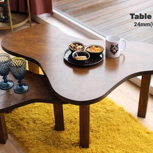 Minimalist Scandinavian coffee table set of 2, handmade organic wood nesting tables for living room