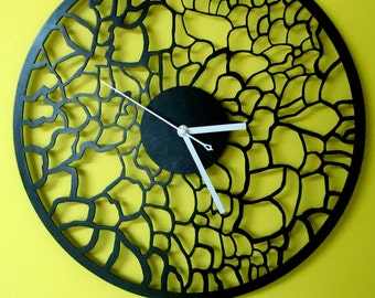 Black wall clock 15.7" / Unique wall clock / Large wall clock / Big wall clocks / Wooden wall clock / Modern wall clock / Art deco clock