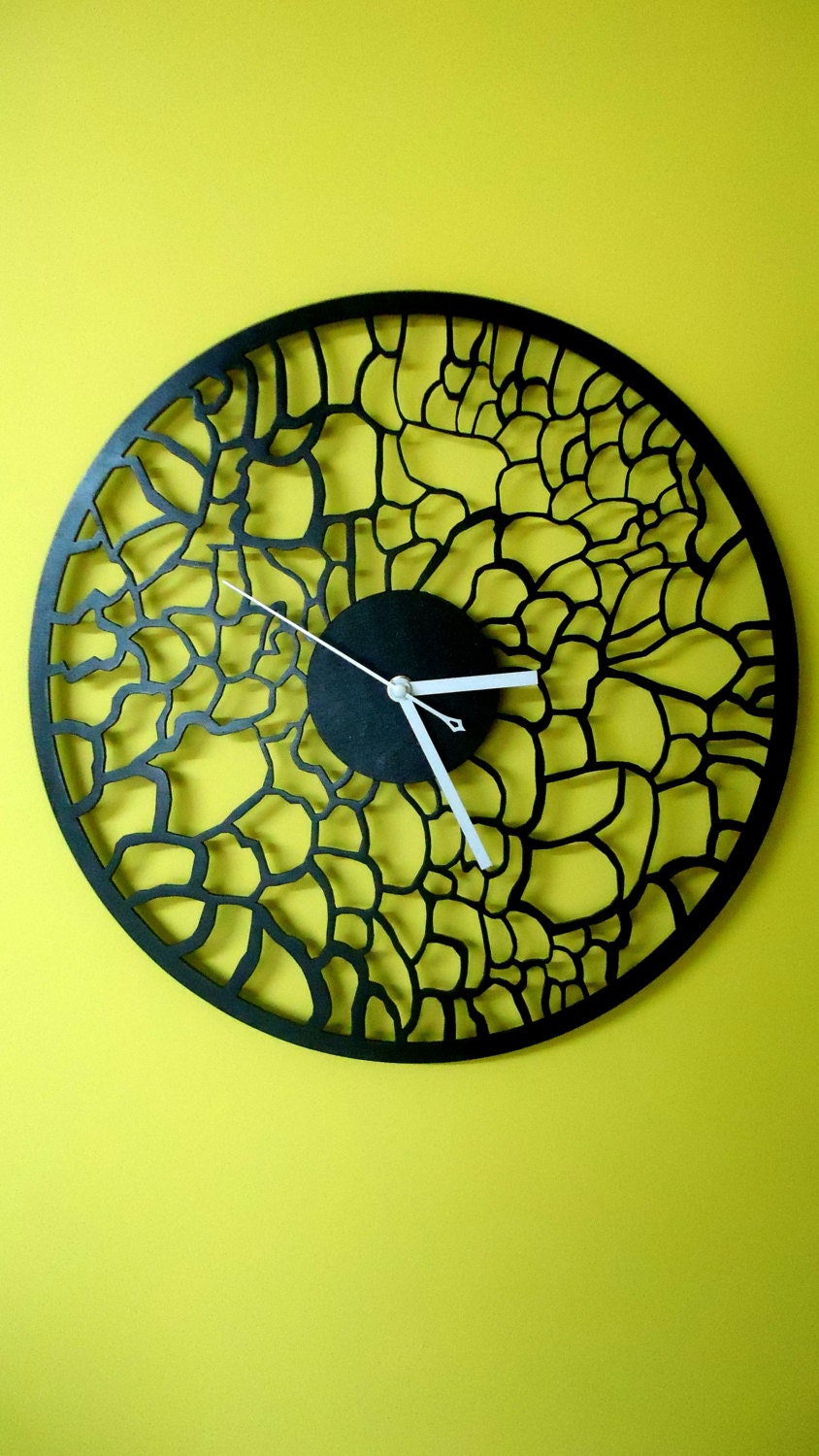 Black Wall Clock 15.7 / Unique Wall Clock / Large Wall Etsy