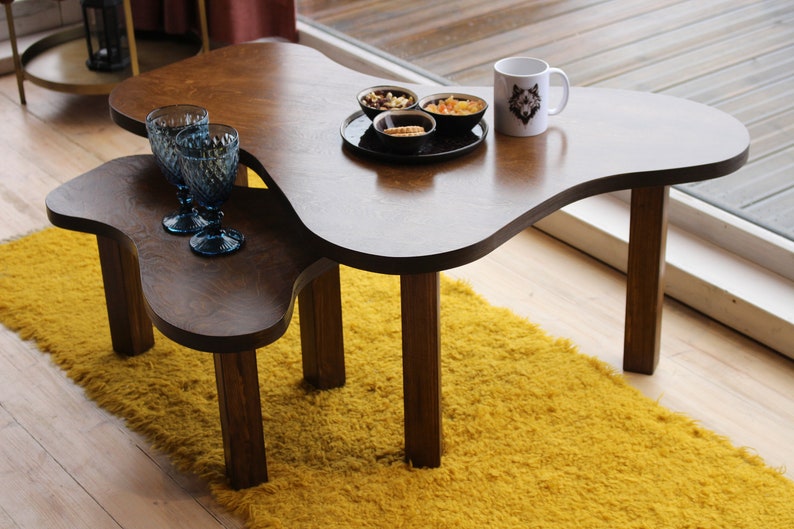 Modern coffee table, Unique coffee table, Oval coffee table, Coffee table for living room, Solid Wood Coffee Table Modern Scandinavian Style image 3