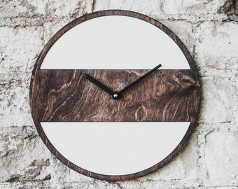 Unique clock 11.8"/  Rustic wood clock / Modern wall clock /  Wood clock / Farmhouse wall clock / Wooden wall clock / Modern clock