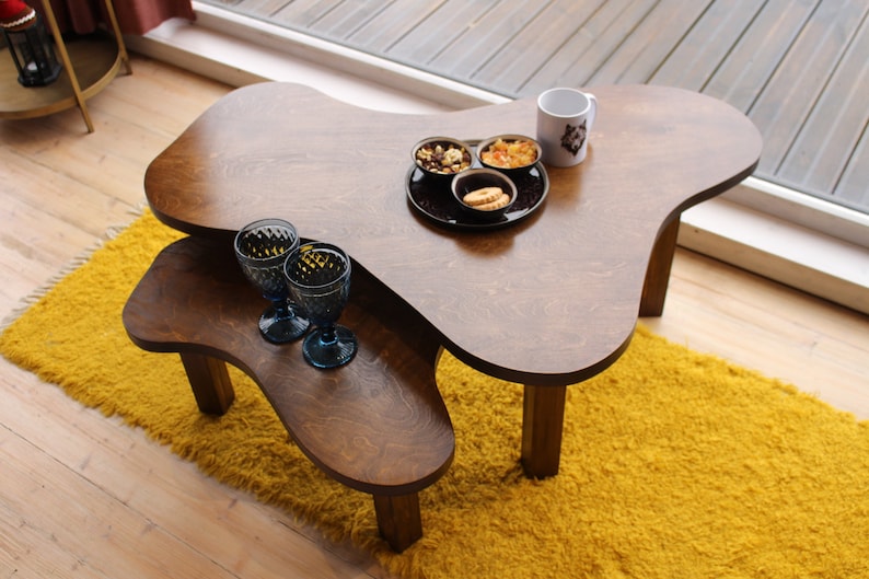 Modern coffee table, Unique coffee table, Oval coffee table, Coffee table for living room, Solid Wood Coffee Table Modern Scandinavian Style image 1