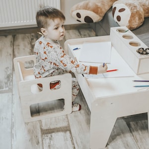 Cute table and chairs set / Kids play table with storage / montessori furniture / Kids table cnc / Eco friendly / Kids gifts / Wood table