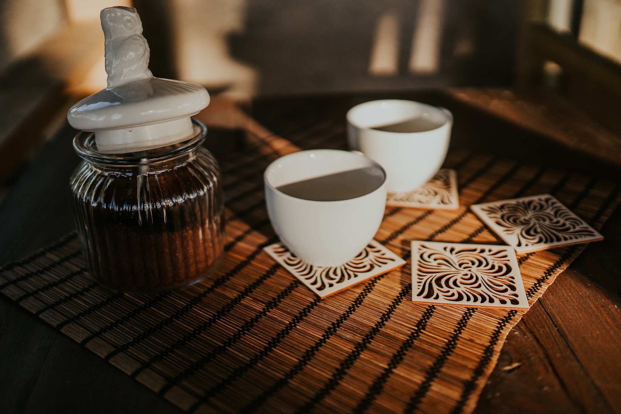 4 Wooden Coasters Coffee Table Decor Custom Coasters Etsy