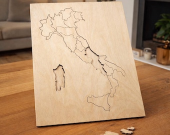 Italy Wooden Map Puzzle – Educational Montessori Toy – Geography Gift for Kids – Custom Wood Puzzle