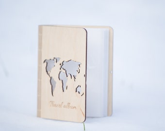 TRAVEL PHOTO ALBUM / Wedding Photo Book / Engraved Photo Album / Wooden Photo Album / Engraved / Album for 100 Photos / Lasercut wood / Gift