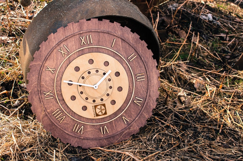 Large wall clock 15.7 / Wood wall clock / Garage clock ...