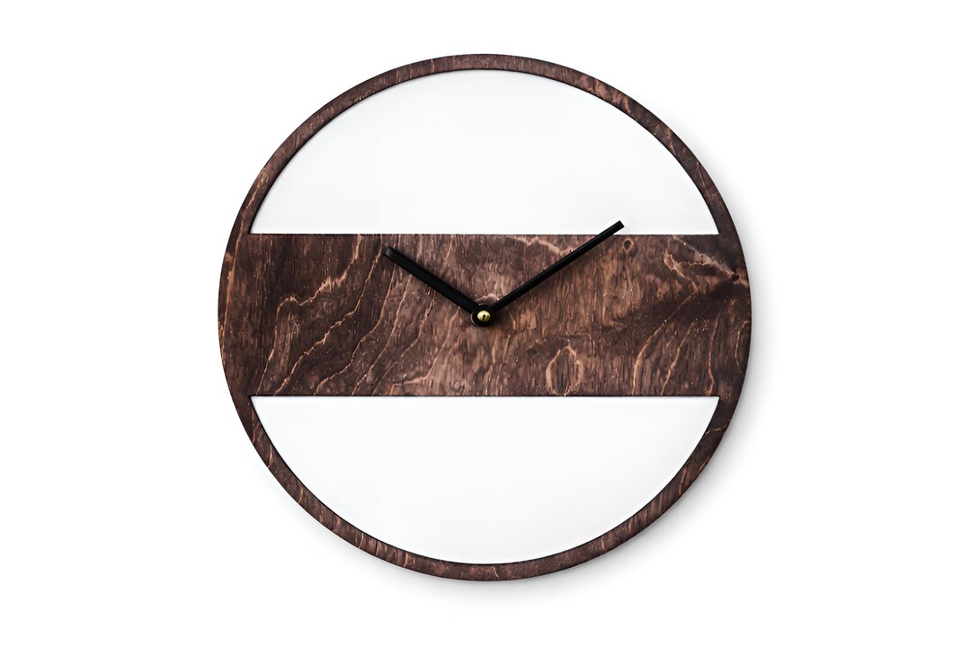 Modern Wooden Wall Clock – Minimalist Scandinavian Round Wall Decor ...