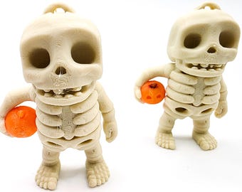 Esqueleto impreso en 3D con calabaza, juguete de Halloween, llavero, adorno, listo para enviar
