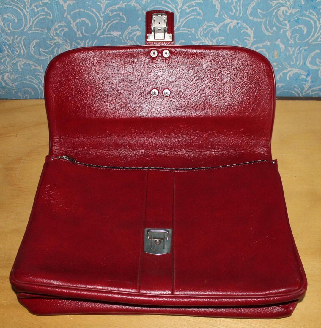 Vintage Leather Briefcase With Key - Etsy