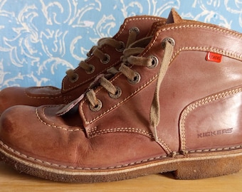 Kickers Vintage Boots 90s Brown Leather. Size 41.