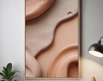 Lámina decorativa abstracta neutra para imprimir, póster de arcilla beige, formas orgánicas minimalistas, decoración de pared bohemia moderna, descarga digital.