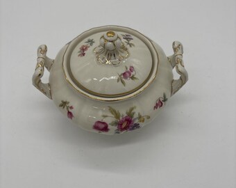 Azucarero con tapa Krautheim Millefleurs Selb Bavaria Alemania, de estilo vintage.