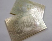 Pair of antique mother of pearl counters or silk thead winders - good quality - monogram and figures - vintage sewing notions (Ref P107)
