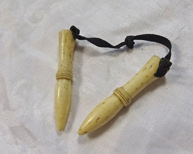 Pair of Antique Bone Knitting Needle Guards Antique Needlework Tools ref SEB933 Etsy