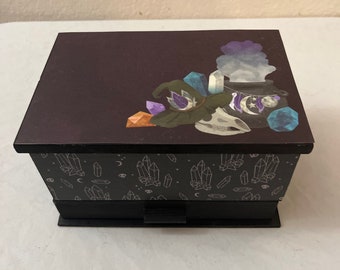 Crystals and Skulls Jewelry Box Crystal Storage Organizer Whimsigoth Decor