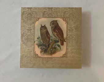 Horned Owl Shelf Sitter Art Block Decor