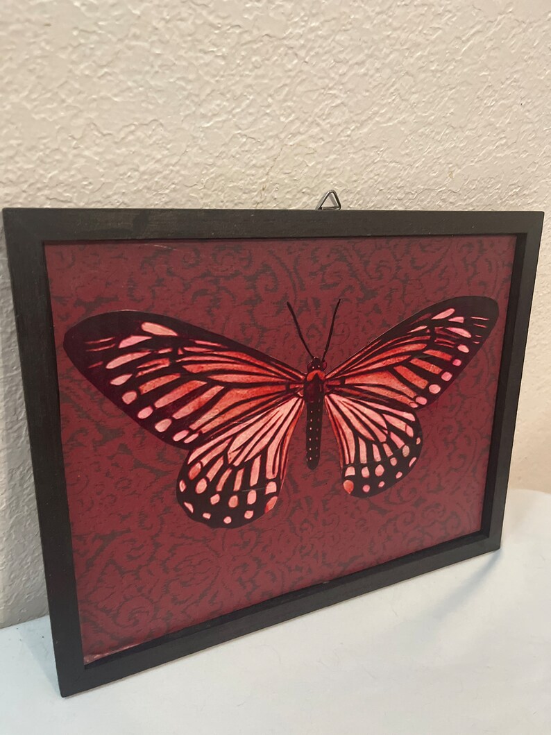 Red Butterfly Hanging Wall Decor Gothic Woodland Home Decor image 2