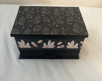 Tiny Crystals and Skulls Jewelry Box Crystal Storage Organizer Whimsigoth Decor