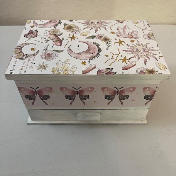 Celestial Moths Jewelry Crystal Storage Box Whimsigoth Pastel Goth Decor