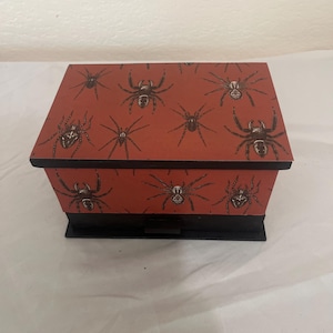 Gothic Spiders Jewelry Box Vintage Halloween Goth Cottagecore Whimsigoth Spider Decor