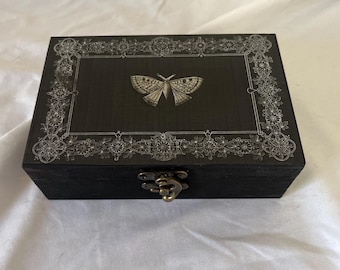 Small Moth Ring Box Dark Cottagecore Woodland Decor