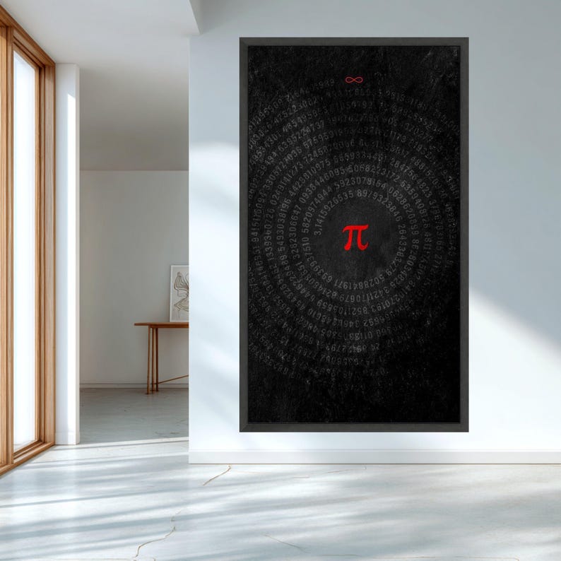 Red Pi Symbol Canvas Wall Art, Infinity Pi Digits, Math Nerd Decor ...