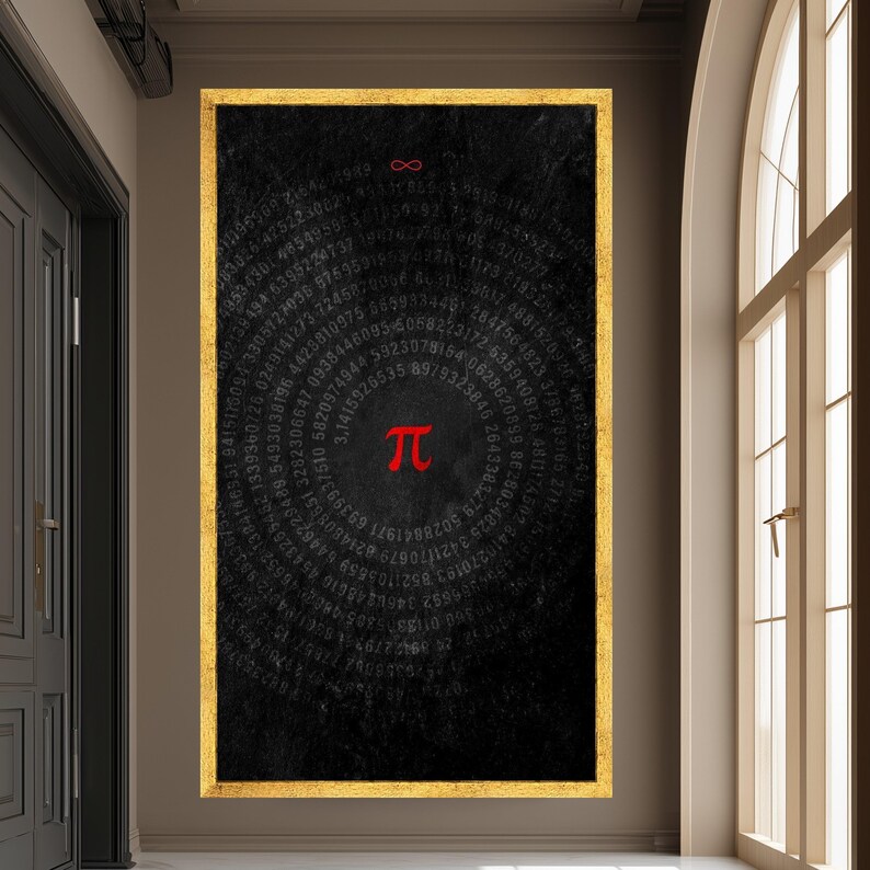 Red Pi Symbol Canvas Wall Art, Infinity Pi Digits, Math Nerd Decor ...