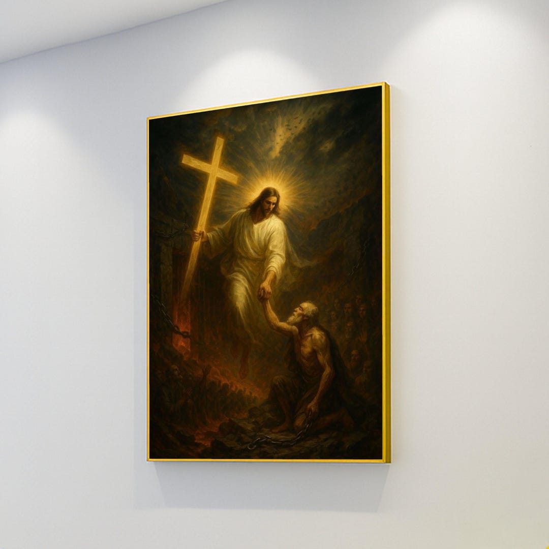 Jesus Christ Rescuing Souls Canvas, Religious Christian Wall Art ...