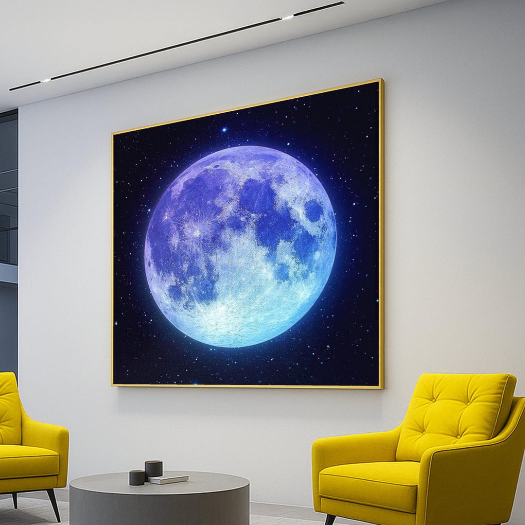 Blue Moon Canvas Print, Celestial Night Sky, Astronomy Wall Art - Etsy
