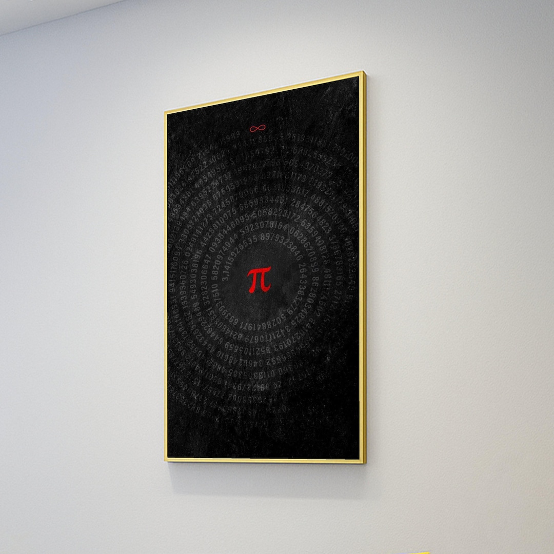 Red Pi Symbol Canvas Wall Art, Infinity Pi Digits, Math Nerd Decor ...