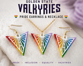 Golden State Walküren inspiriert Stolz Schmuck | Regenbogen Ohrringe, Halskette & Bundle Sets | LGBTQIA+ Zubehör für Fans | 3D Gedruckt Walküren I