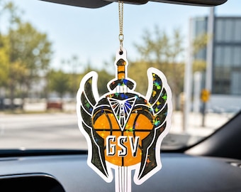 Colgante para espejo retrovisor inspirado en las Golden State Valkyries, colgante holográfico de baloncesto para coche, accesorio para coche GSV, regalo de baloncesto para mujer