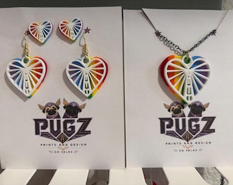 Pride Heart Bridge Collection | Stud Earrings, Dangle Earrings, or Necklace | LGBTQIA+ Jewelry Inspired by Golden State Valkyries
