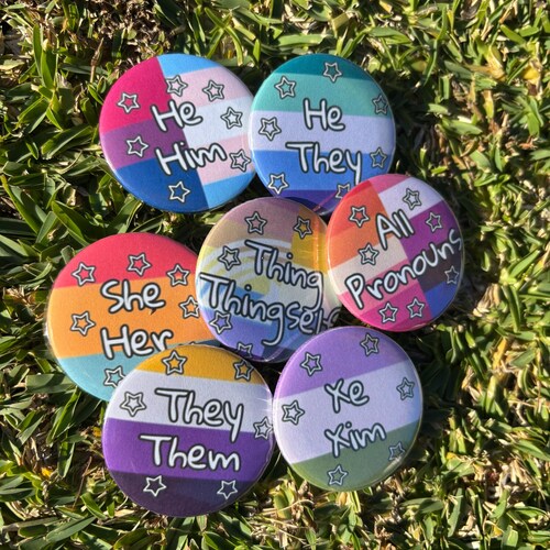 LGBTQ+ Pronouns and Flag Pins